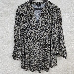Cocomo‎ Womens Geometric Print Blouse Size 2X Flowy Minimal Boho